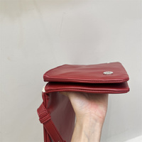 Red Minimalist Flap Shoulder Bag-Elegant Women's Double-Layer Crossbody thumbnail