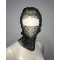 White colored diamonds Glitter Rhinestone Face Balaclava - Trendy Music Festival Head Cover, 37cm thumbnail