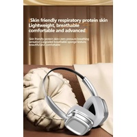 Silver Compact Retro Headphones - Wireless Bluetooth, Deep Bass, Immersive Sound thumbnail