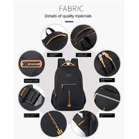 Black And Orange Large Capacity Business Backpack for Men and Women - Waterproof Laptop School Bag with Breathable Design thumbnail