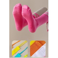 3 Pcs White Non-Slip Yoga Socks with Cross Straps - Cotton Pilates Dance Socks for Women, Lightweight Comfort thumbnail