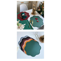 Green Nordic Style Faux Leather Placemats Set of 4 - Heat-Resistant Waterproof Table Mats 38x38cm(cutlery not included) thumbnail