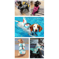 Size XL Blue Sailboat Pattern Pet Life Jacket for Dogs - Summer Swimming Safety Vest with Shark Fin for Small to Large Breeds thumbnail