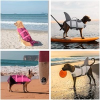 Size L Green Scales Pattern Pet Life Jacket for Dogs - Summer Swimming Safety Vest with Shark Fin for Small to Large Breeds thumbnail