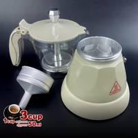 Latest Styles Electric Aluminum Espresso Moka Coffee Maker 3cups Italian Classic - Cream thumbnail