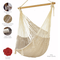 Mayan Legacy Extra Large Outdoor Cotton Mexican Hammock Chair in Cream Colour thumbnail