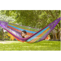 Mayan Legacy Queen Size Outdoor Cotton Mexican Hammock in Colorina Colour thumbnail