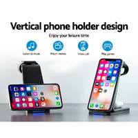Devanti 3 in 1 Wireless Charger Dock 15W Fast Charging Stand thumbnail