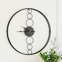Artiss 75cm Wall Clock Large No Numeral Round Black thumbnail