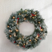 Jingle Jollys 60cm Christmas Wreath LED Lights Snowy Berries Garland Party Decor thumbnail