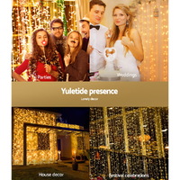 3X6M Christmas Lights Curtain Light Warm White 600 LED Jingle Jollys thumbnail