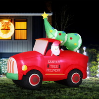 Jingle Jollys Christmas Inflatable Santa Truck 1.6M Height LED Decorations Illuminated thumbnail