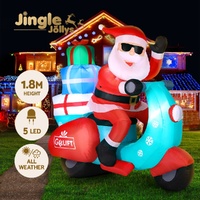 Jingle Jollys Christmas Inflatable Santa Motorbike LED Illuminated Decorations thumbnail