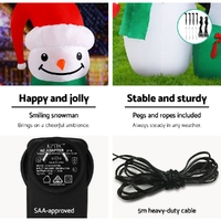 Jingle Jollys Christmas Inflatable Snowman 1.8M Illuminated Decorations thumbnail