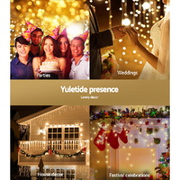12.5M Christmas Lights Solar Icicle String Light Warm White Jingle Jollys thumbnail