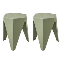 Artiss 2x Bar Stools Puzzle Plastic Foot Stool Green thumbnail
