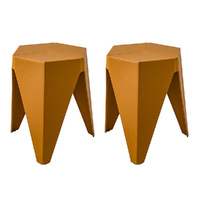 Artiss 2x Bar Stools Kitchen Dining Chairs Plastic Puzzle Foot Stool Yellow thumbnail