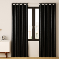 Artiss 2X Blockout Curtains Eyelet 300x230cm Black Shine thumbnail