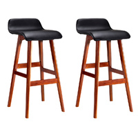 Artiss 2x Bar Stools Wooden Stool Black thumbnail