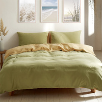 Cosy Club Washed Cotton Quilt Set Yellow Lime Double thumbnail