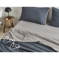 Cosy Club Cotton Bed Sheets Set Navy Grey Cover Double thumbnail