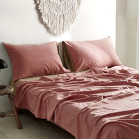 Cosy Club Cotton Bed Sheets Set Pink Brown Cover Double thumbnail