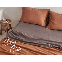 Cosy Club Cotton Bed Sheets Set Orange Brown Cover Single thumbnail