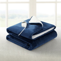 Giselle Electric Throw Rug Heated Blanket Washable Snuggle Flannel Winter Navy thumbnail