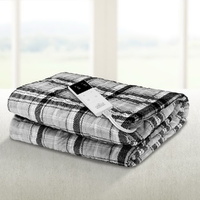 Giselle Bedding Electric Throw Rug Flannel Snuggle Blanket Washable Heated Grey and White Checkered thumbnail