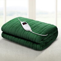 Giselle Electric Throw Rug Heated Blanket Washable Snuggle Flannel Winter Green thumbnail