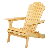 Gardeon Adirondack Outdoor Chairs Wooden Beach Chair Patio Furniture Garden Natural thumbnail