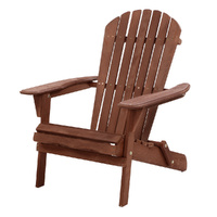 Gardeon Adirondack Outdoor Chairs Wooden Foldable Beach Chair Patio Furniture Brown thumbnail