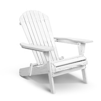 Gardeon Adirondack Outdoor Chairs Wooden Foldable Beach Chair Patio Furniture White thumbnail