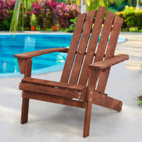 Gardeon Adirondack Outdoor Chairs Wooden Beach Chair Patio Furniture Garden Brown thumbnail