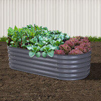 Green Fingers Garden Bed 160X80X42cm Oval Planter Box Raised Container Galvanised thumbnail