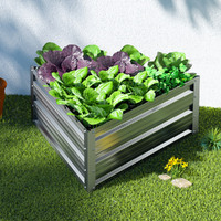 Green Fingers Garden Bed 86x86x30cm Planter Box Raised Container Galvanised Herb thumbnail