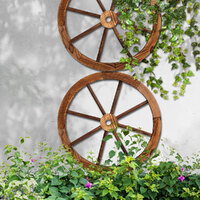 Gardeon Garden Decor Outdoor Ornament 2X Wooden Wagon Wheel thumbnail