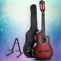 Alpha 34 Inch Classical Guitar Wooden Body Nylon String w/ Stand Beignner Red thumbnail