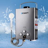 Devanti Portable Gas Water Heater 8L/Min LPG System Grey thumbnail