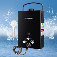 Devanti Portable Gas Water Heater 8L/Min LPG System Black thumbnail