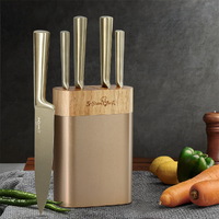 5-Star Chef 6PCS Kitchen Knife Set Stainless Steel Nonstick Block Chef Sharp thumbnail