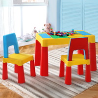 Keezi 3PCS Kids Table and Chairs Set Activity Toys Storage Box Desk Blocks thumbnail