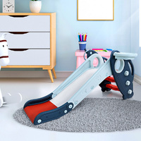 Keezi Kids Slide Set Basketball Hoop Rings Outdoor Playground Toys 110cm Blue thumbnail