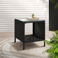 Gardeon Coffee Side Table Wicker Desk Rattan Outdoor Furniture Garden Black thumbnail