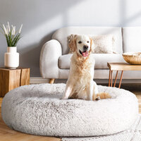 i.Pet Pet Bed Dog Cat 110cm Calming Extra Large Soft Plush White Brown thumbnail