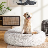 i.Pet Pet Bed Dog Cat 90cm Large Calming Soft Plush White Brown thumbnail