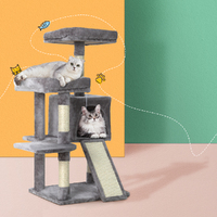 i.Pet Cat Tree 103cm Tower Scratching Post Scratcher Wood Condo House Trees Grey thumbnail