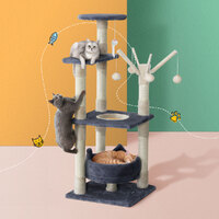 i.Pet Cat Tree 110cm Tower Scratching Post Scratcher Wood Condo House Bed Toys thumbnail