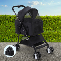 i.Pet Pet Stroller Dog Pram Cat Carrier Travel Large Pushchair Foldable 4 Wheels Black thumbnail