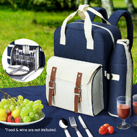 Alfresco 4 Person Picnic Basket Set Backpack Bag Insulated Blue thumbnail